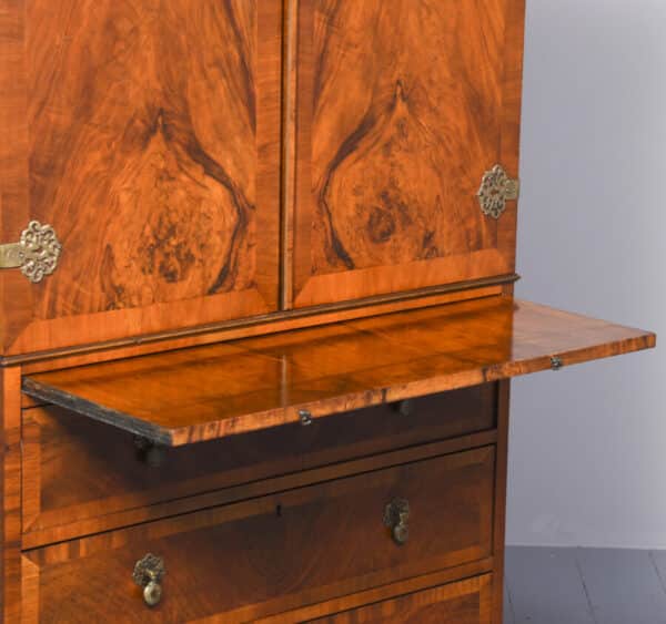 A WALNUT BEDROOM CABIINET/LINEN PRESS WITH CLOTHES FOLDER - Image 4