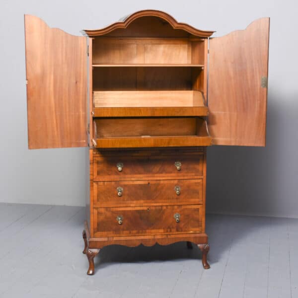 A WALNUT BEDROOM CABIINET/LINEN PRESS WITH CLOTHES FOLDER - Image 3