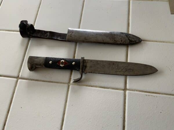 Hitler Youth Knife and Scabbard. Rare Maker Antique Knives 7