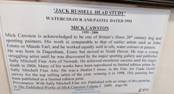 Jack Russell Head Study dog Antique Art 5