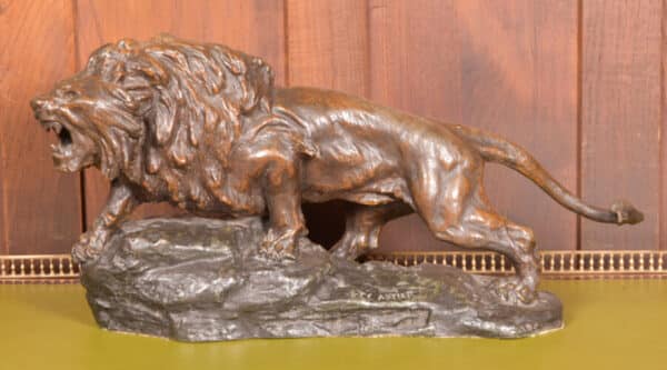 French Spelter Lion, T Cartier SAI2663 T CARTIER Antique Sculptures 3