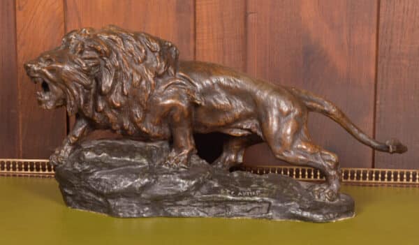 French Spelter Lion, T Cartier SAI2663 T CARTIER Antique Sculptures 4