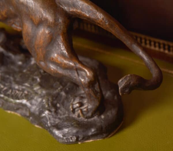 French Spelter Lion, T Cartier SAI2663 T CARTIER Antique Sculptures 6