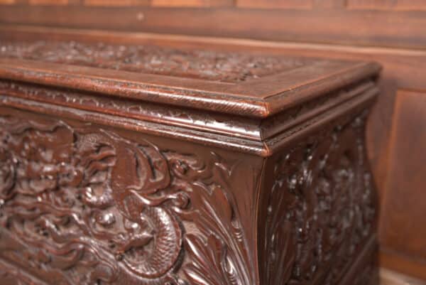 Victorian Oriental Carved Blanket / Storage Box SAI2659 - Image 2