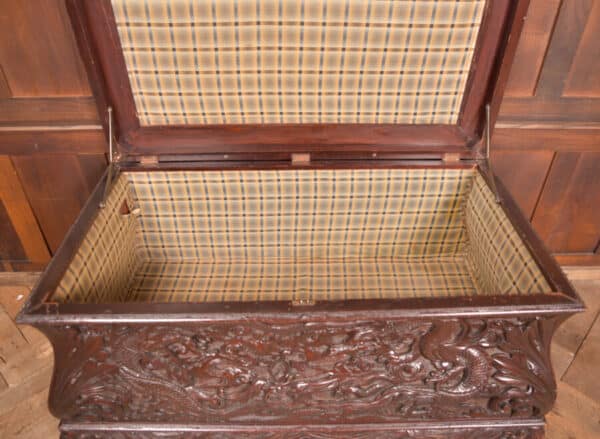 Victorian Oriental Carved Blanket / Storage Box SAI2659 Antique Coffers 9