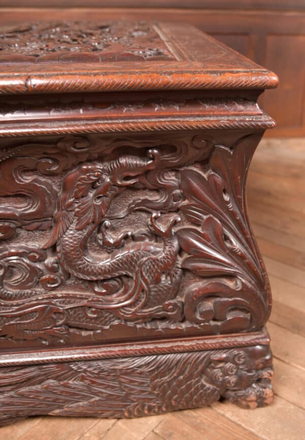 Victorian Oriental Carved Blanket / Storage Box SAI2659 Antique Coffers 13