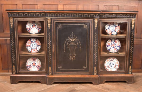 Victorian Ebonized Breakfront Credenza / Display Cabinet SAI2653