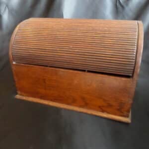 DESK TIDY with TAMBOUR CLOSURE. ( Roller shutter ) EDWARDIAN Antique Cabinets