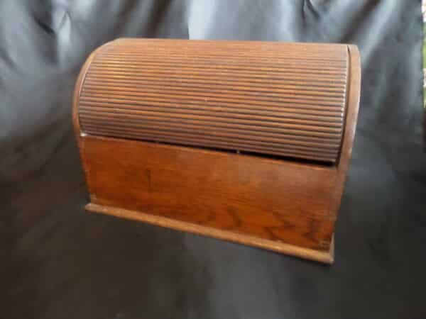 DESK TIDY with TAMBOUR CLOSURE. ( Roller shutter ) EDWARDIAN Antique Cabinets 3