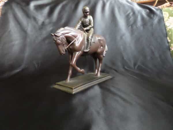 A NICEHORSE/JOCKEY FIGURINE 1930’s Antique Sculptures 3