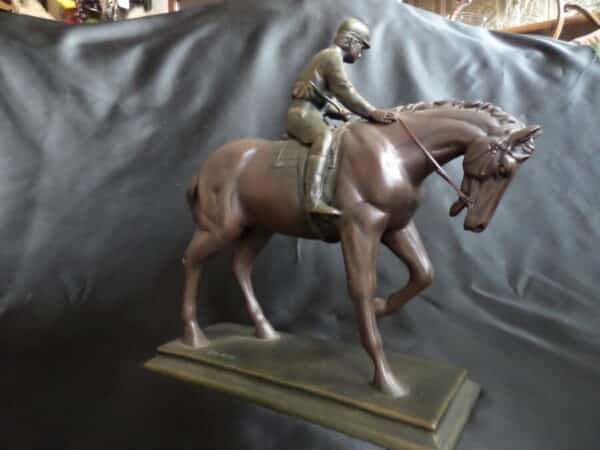 A NICEHORSE/JOCKEY FIGURINE 1930’s Antique Sculptures 4