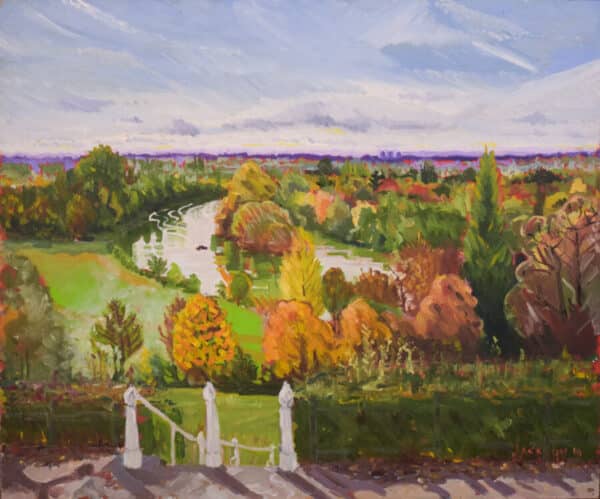 Richmond Terrace, Early Evening autumn landscape Antique Art 4