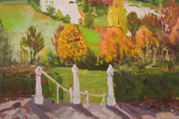 Richmond Terrace, Early Evening autumn landscape Antique Art 6