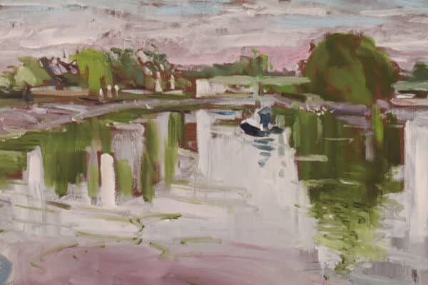 Kew Bridge Towards Strand-on-the-Green abstract landscape Antique Art 5