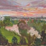 Sunset, Richmond Terrace British oil painting Antique Art