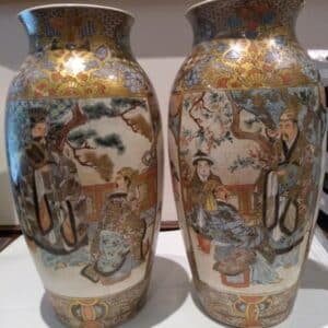 Samurai Satsuma Vases Japanese Antique Ceramics