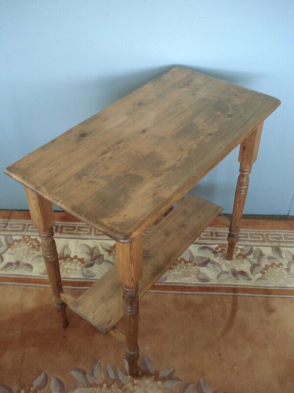 Fine old pine side table on tulip turned supports Antique Tables 4
