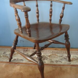 Finely turned legs & a wide elm seat Smokers Bow Antique Chairs
