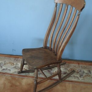 Slat Back Victorian Rocker with Elm Seat Antique Chairs