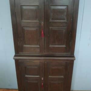 Small 19th Century Four Door Oak and Pine Cupboard Antique Cupboards