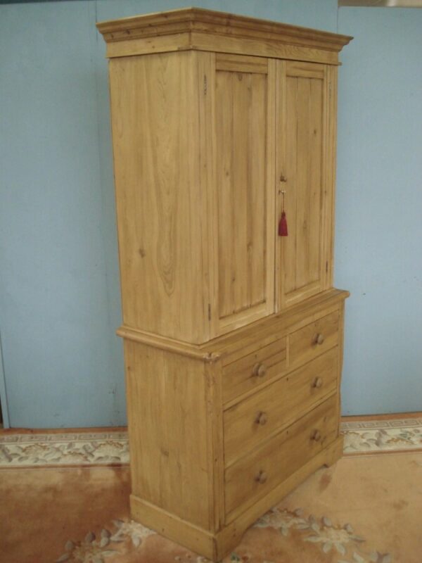 Gnarled old antique pine cupboard on chest Antique Cupboards 3