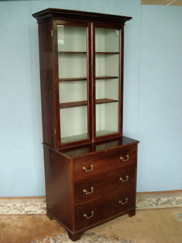 Victorian glazed bookcase with three drawers below. Antique Bookcases 3