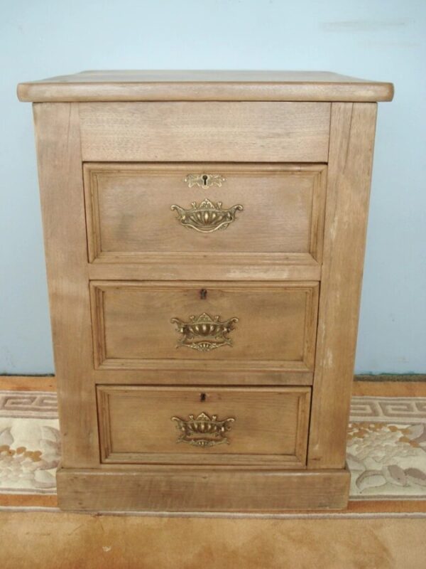 Three Drawer Hardwood 19th Century Chest with an Elm top Antique Chest Of Drawers 3