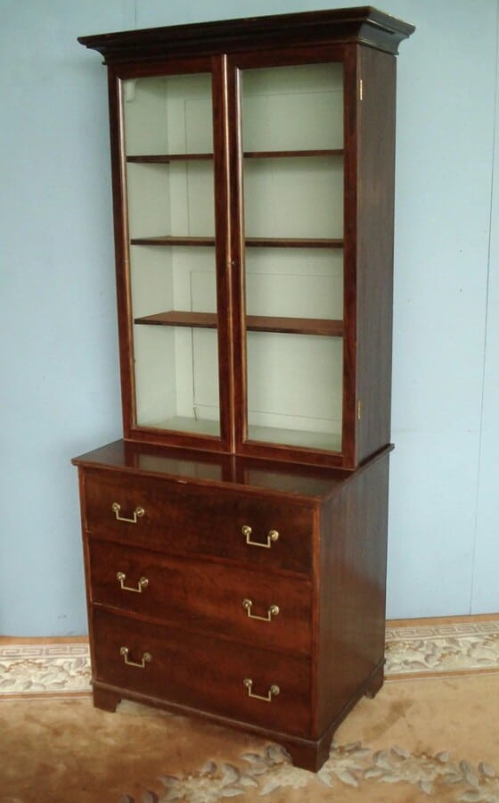 Victorian glazed bookcase with three drawers below. Antique Bookcases 4