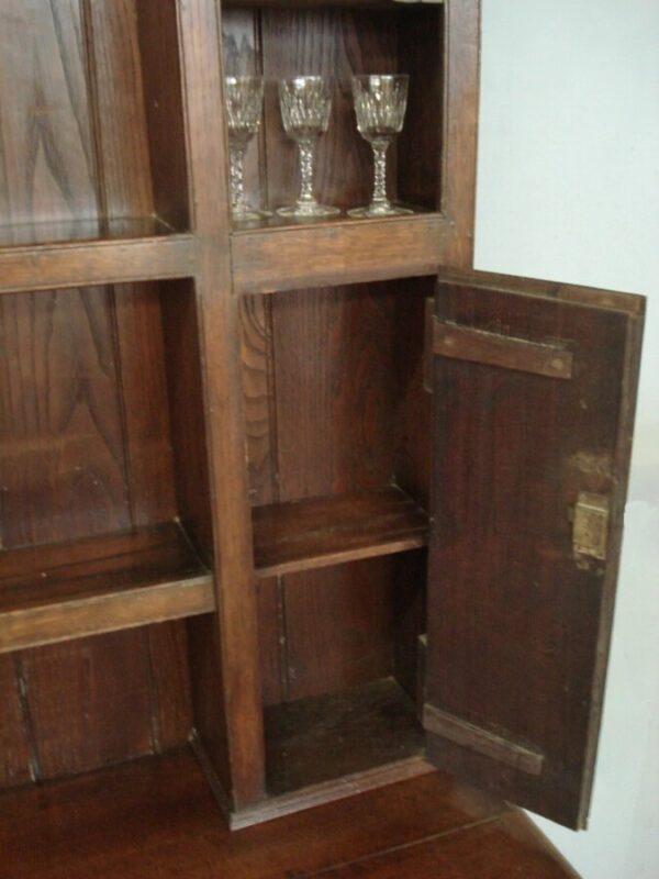 19th Century oak dresser of smaller proportions. With spice cupboards and mahogany inlay. Antique Dressers 10