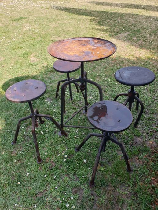 Industrial Table With Four Chair (early 20th century) Antique Furniture 5