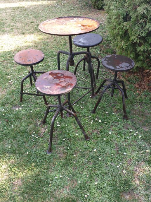 Industrial Table With Four Chair (early 20th century) Antique Furniture 4