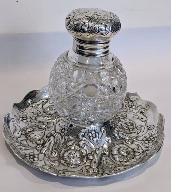Silver Ink Stand antiquesilver Antique Glassware 7