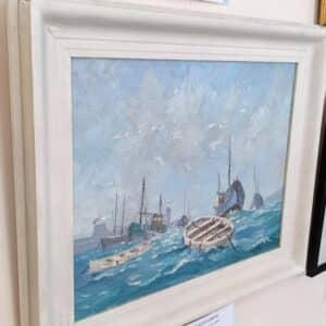 Breezy Morning at St Ives Harbour British oil painting Antique Art