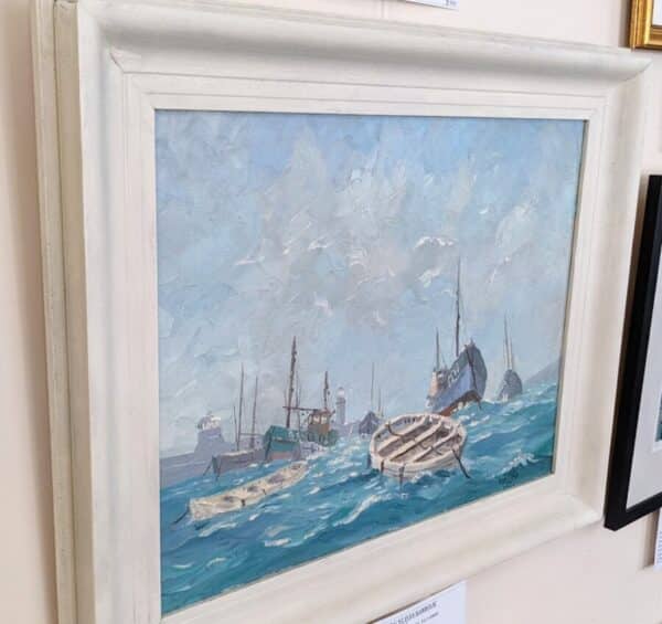 Breezy Morning at St Ives Harbour British oil painting Antique Art 3