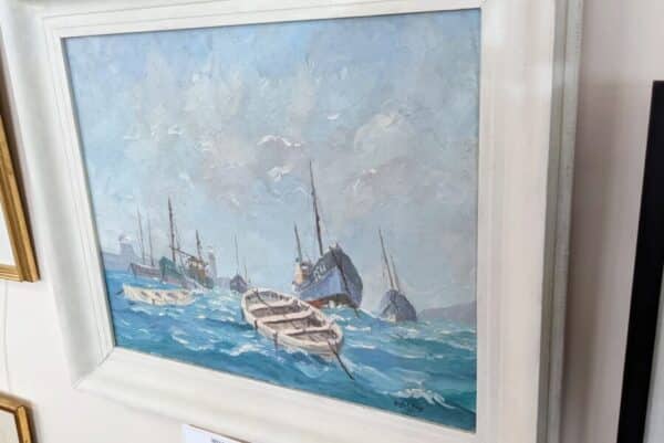 Breezy Morning at St Ives Harbour British oil painting Antique Art 4