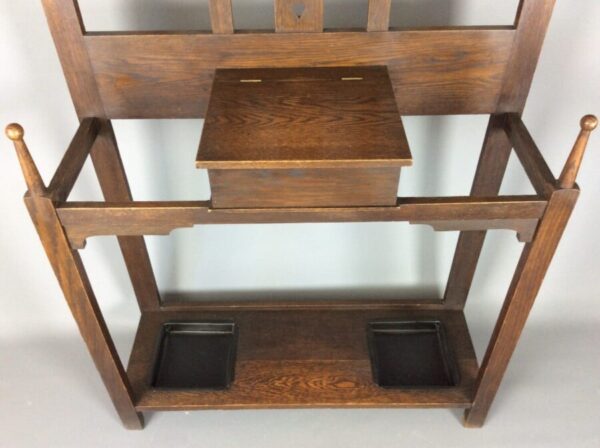 Arts and Crafts Oak Hall Stand - Image 2