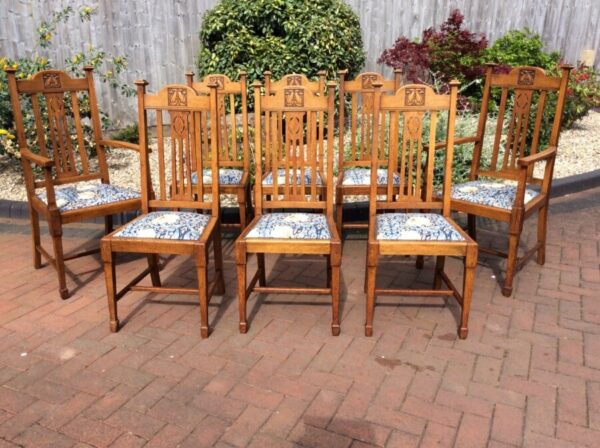 Set of Eight Arts and Crafts Dining Chairs Arts and Crafts Antique Chairs 3