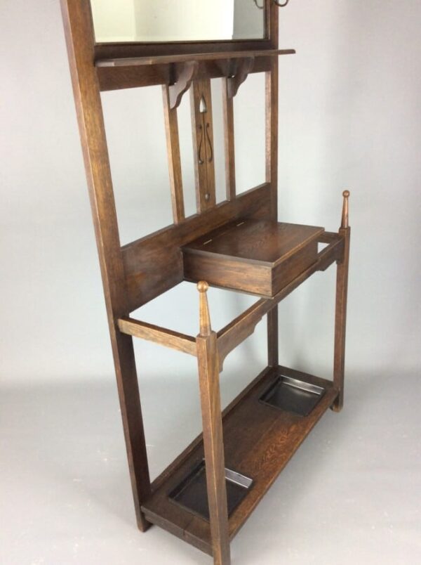 Arts and Crafts Oak Hall Stand - Image 6