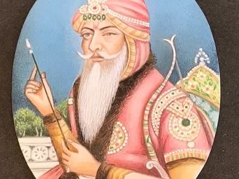 ‘ The Tiger of The Punjab ‘ Ranjeet Singh miniature painting Antique Art 6