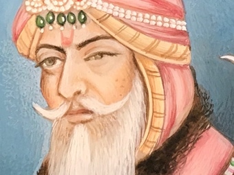‘ The Tiger of The Punjab ‘ Ranjeet Singh miniature painting Antique Art 11