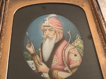 ‘ The Tiger of The Punjab ‘ Ranjeet Singh miniature painting Antique Art 12