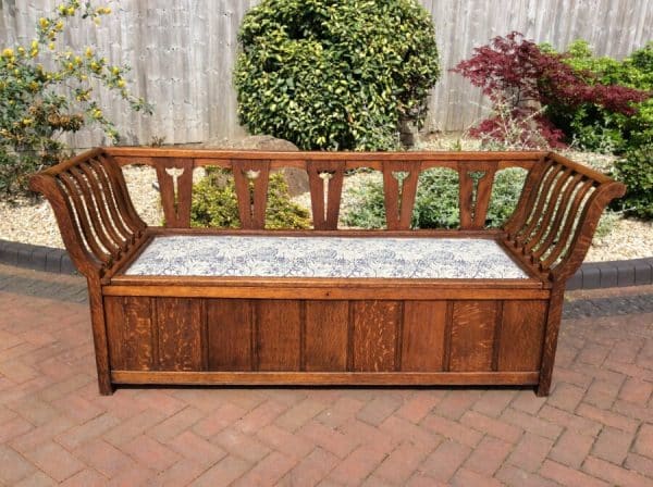 Arts and Crafts Oak Settle c1900’s arts and crafts antiques Antique Furniture 3