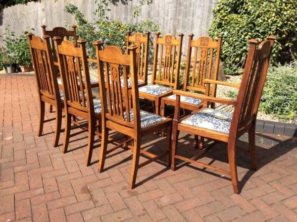 Set of Eight Arts and Crafts Dining Chairs - Image 2