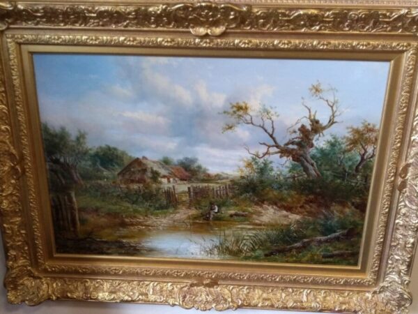 ‘A Quiet Day Fishing’ picture Antique Art 3