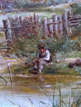 ‘A Quiet Day Fishing’ picture Antique Art 4