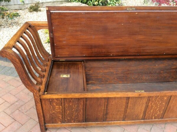 Arts and Crafts Oak Settle c1900’s arts and crafts antiques Antique Furniture 7