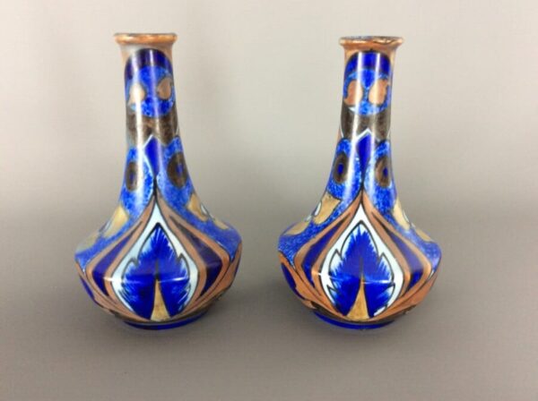Pair of George Clews Chameleon Ware Vases