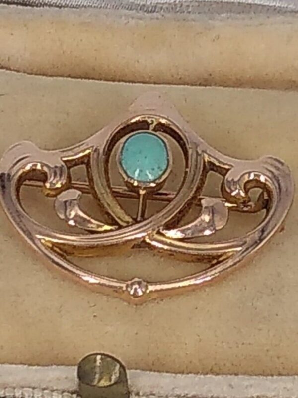 Art Nouveau Murrle Bennett Gold and Turquoise Brooch art nouveau Antique Jewellery 3