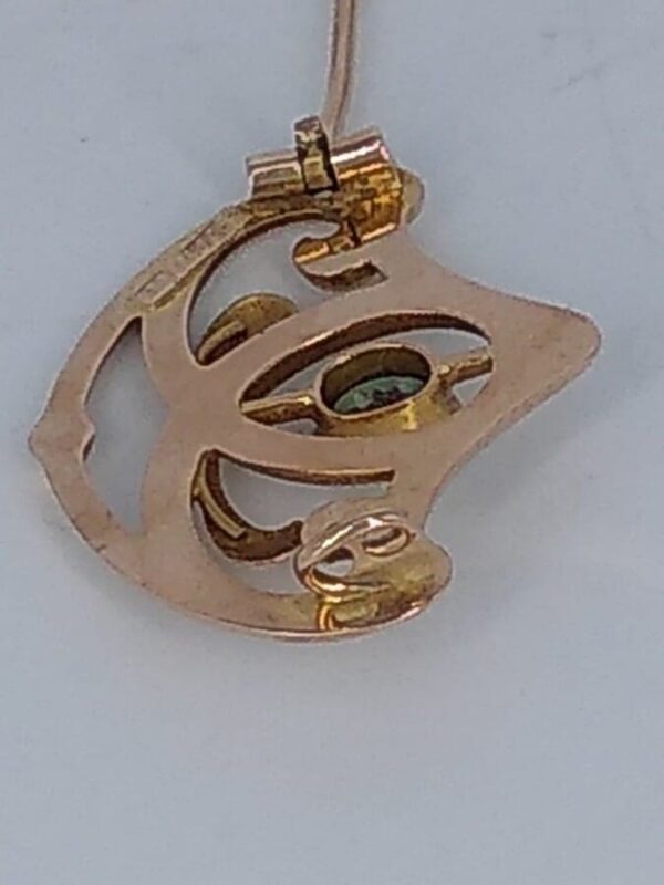 Art Nouveau Murrle Bennett Gold and Turquoise Brooch - Image 3