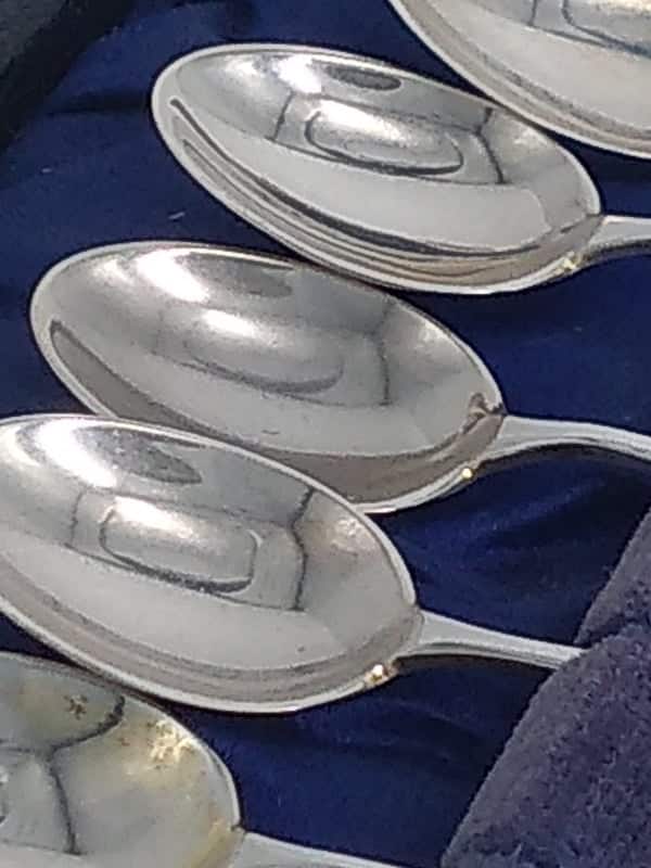 Boxed Set of Enamel Spoons Boxed Set Spoons Antique Silver 7